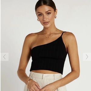 DISSH hailie one shoulder black knit top